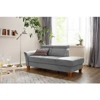Otto Home Recamiere "Conville", grau, B:194cm H:84cm T:93cm, 100% Polyester, Sofas, Recamiere, incl. Kopfteilverstellung, Federkern, wahlweise mit Bettkasten