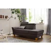 Home affaire Recamiere "Conville", grau (fango), B:194cm H:84cm T:93cm, 100% Polyester, Sofas, Recamiere, incl. Kopfteilverstellung, Federkern, wahlweise mit Bettkasten