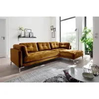 Otto Home Ecksofa "Landau L-Form", braun (messing), B:275cm H:75cm T:158cm, Sofas, Ecksofa, in Cord-Stoff mit Metallfuß
