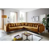 Otto Home Wohnlandschaft "Landau U-Form", braun (messing), B:265cm H:75cm T:264cm, Sofas, Wohnlandschaft, in Cord-Stoff mit Metallfuß