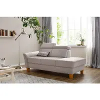 Otto Home Recamiere "Conville", grau (elephant), B:194cm H:84cm T:93cm, 100% Polyester, Sofas, Recamiere, incl. Kopfteilverstellung, Federkern, wahlweise mit Bettkasten