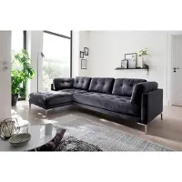 Otto Home Ecksofa "Landau L-Form", grau, B:275cm H:75cm T:158cm, Sofas, Ecksofa, in Cord-Stoff mit Metallfuß