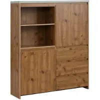 Otto Home Highboard "Maribo", beige (naturfarben), B:125cm H:140cm T:35cm, Sideboards, Highboard, Stauraumschrank im modernen Landhaus-Stil, Breite 125 cm