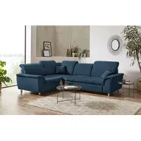 Domo Ecksofa "FRANZI zeitlos und elegant, moderne Sitzheftung, L-Form", blau (dunkelblau), B:275cm H:81cm T:214cm, Sofas, Ecksofa, wahlweise mit Kopfteilverstellung (dann Breite: 275 cm)