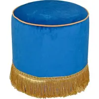 Home affaire Hocker , blau, B:45cm H:46cm T:45cm, Samtbezug 100% Polyester, Hocker, Hocker