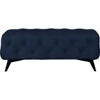 Home affaire Polsterhocker "Amaury", blau, B:120cm H:45cm T:80cm, Struktur (100% Polyester);Samtoptik (100% Polyester), Hocker, Polsterhocker, Chesterfield-Optik, Breite 120cm, Fußfarbe wählbar