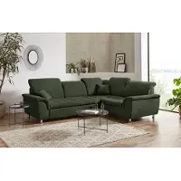 Domo Ecksofa "FRANZI zeitlos und elegant, moderne Sitzheftung, L-Form", grün, B:275cm H:81cm T:214cm, Sofas, Ecksofa, wahlweise mit Kopfteilverstellung (dann Breite: 275 cm)