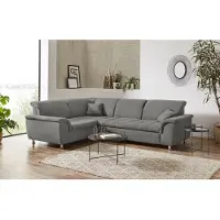 Domo Ecksofa "FRANZI zeitlos und elegant, moderne Sitzheftung, L-Form", grau (steel), B:267cm H:81cm T:214cm, Sofas, Ecksofa, wahlweise mit Kopfteilverstellung (dann Breite: 275 cm)
