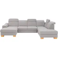Home affaire Wohnlandschaft "Dundee U-Form", grau, B:338cm H:86cm T:219cm, Struktur fein (100% Polyester), Sofas, Wohnlandschaft, wahlweise mit Kopfteilverstellung und zusätzlich mit Bettfunktion