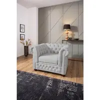Home affaire Chesterfield-Sessel "New Castle Sessel", silber, B:104cm H:72cm T:86cm, Sessel, Chesterfield-Sessel, hochwertige Knopfheftung, B/T/H: 104/86/72 cm