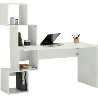VOGL Möbelfabrik Schreibtisch VOGL MÖBELFABRIK "Reggi", weiß (weiß, weiß, weiß), B:137cm H:72cm T:137cm, Tische, Schreibtisch, mit 4 offenen Fächern