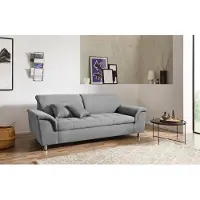 Domo 2,5-Sitzer "FRANZI zeitlos und elegant, moderne Sitzheftung", grau (hellgrau), B:210cm H:81cm T:105cm, Sofas, 2 5-Sitzer, wahlweise mit Kopfteilverstellung, inklusive Zierkissen
