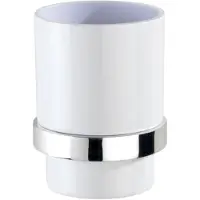 Wenko Turbo-Loc Zahnputzbecher Quadro, Wandhalter ohne Bohren, Becher aus Kunststoff in Weiß, herausnehmbar, 7 x 10 x 9,5 cm, Spezialklebepad