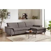 Domo Ecksofa "FRANZI zeitlos und elegant, moderne Sitzheftung, L-Form", grau (stone), B:279cm H:81cm T:162cm, Sofas, Ecksofa, wahlweise mit Kopfteilverstellung (dann Tiefe: 170 cm)