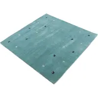 Carpetfine Wollteppich "Gabbeh-Uni", blau (türkis), B:60cm H:15mm L:60cm, Wolle, Teppiche, Wollteppich, reine Wolle, handgewebt, Gabbeh Loom Tiermotiv, Sonderform Quadrat