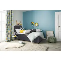 Home affaire Boxbett "Mieke", grau (anthrazit), B:103cm L:210cm, Struktur imprägniert (100%), Komplettbetten, Boxbett, incl. Bettkasten und Topper, Bezug imprägniert, 2 Breiten