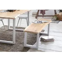 Home affaire Bank "Manhattan", weiß (weiß wash), B:180cm H:45cm T:38cm, Massivholz, Sitzbänke, Bank, mit Baumkantenoptik und Gestell U-Form aus weißem Metall