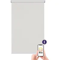 Sunlines "San Francisco" verdunkelnd Verdunkelung mit Bohren freihängend appgesteuert via Bluetooth, mit Motor und Akku, weißer Fallstab