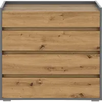 Home affaire Kommode "Kosmo", grau (anthrazit, eiche), B:80cm H:80cm T:35cm, Holzwerkstoff, Sideboards, Kommode, 4 Schubladen mit Vollauszug