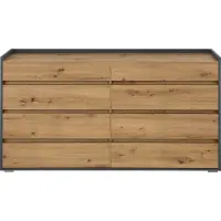 Home affaire Kommode "Kosmo", grau (anthrazit, eiche), B:142cm H:80cm T:35cm, Holzwerkstoff, Sideboards, Kommode, 8 Schubladen mit Vollauszug