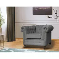 Home affaire Chesterfield-Sessel "Aarburg Sessel", grau, B:98cm H:77cm T:87cm, 100% Polyester, Sessel, Chesterfield-Sessel, aufwändige Knopfheftung und Ziernägel im Chesterfield-Design