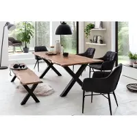 Home affaire 1100000002199 "Manhattan", schwarz (natur, schwarz), B:200cm H:77cm T:100cm, Tische, 1100000002199, mit Baumkante