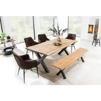 Home affaire Esstisch "Tristan", beige (natur, schwarz, natur), B:220cm H:77cm T:100cm, Tische, Esstisch, mit Baumkante