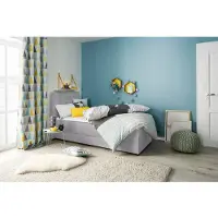 Home affaire Boxbett "Mieke", grau (hellgrau), B:133cm L:210cm, Struktur imprägniert (100%), Komplettbetten, Boxbett, incl. Bettkasten und Topper, Bezug imprägniert, 2 Breiten