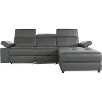 Places Of Style Ecksofa "Kilado, L-Form", grau, B:259cm H:98cm T:163cm, Echtleder/Kunstleder, Sofas, Ecksofa, mit Relaxfunktion, verstellbarer Armlehne, Kopfteilverstellung