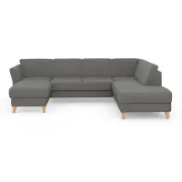 Sit&More Wohnlandschaft SIT & MORE "Visby U-Form", grau, B:303cm H:87cm T:213cm, Sofas, Wohnlandschaft, wahlweise mit Bettfunktion und Stauraum, frei im Raum stellbar