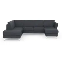 Sit&More Wohnlandschaft SIT & MORE "Visby U-Form", grau (dunkelgrau), B:303cm H:87cm T:213cm, Sofas, Wohnlandschaft, Wahlweise mit Schlaffunktion und Stauraum, frei im Raum stellbar