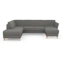 Sit&More Wohnlandschaft SIT & MORE "Visby U-Form", grau, B:303cm H:87cm T:213cm, Sofas, Wohnlandschaft, wahlweise mit Schlaffunktion und Stauraum, frei im Raum stellbar