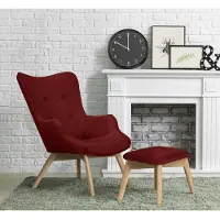 Home affaire Sessel "Nicko", rot (dunkelrot), B:71cm H:96cm T:86cm, 100% Polyester, Sessel, Sessel, wahlweise mit und ohne Hocker