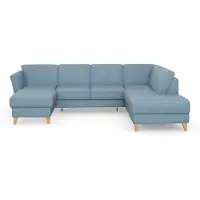 Sit&More Wohnlandschaft SIT & MORE "Visby U-Form", blau (hellblau), B:303cm H:87cm T:213cm, Sofas, Wohnlandschaft, wahlweise mit Schlaffunktion und Stauraum, frei im Raum stellbar