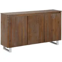 Otto Home Sideboard "Lagos", braun (braun, gebürstet), B:140cm H:80cm T:35cm, Massivholz, Sideboards, Sideboard, Kommode aus massivem Kiefernholz, mit weiß lackiertem Beingestell
