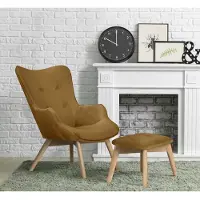 Andas Sessel "Nicko", gelb (senf), B:71cm H:96cm T:86cm, 100% Polyester, Sessel, Sessel, wahlweise mit und ohne Hocker