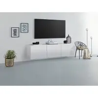 Borchardt Möbel Lowboard BORCHARDT MÖBEL "Sophia, TV-Schrank mit 3 Türen, hängend oder stehend", weiß (weiß hochglanz), B:139cm H:35cm T:35cm, Holzwerkstoff, Sideboards, Lowboard
