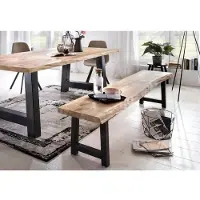 Home affaire Bank "Tristan", beige (natur, schwarz), B:160cm H:45cm T:38cm, Sitzbänke, Bank, aus Massivholz Eiche