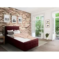 Home affaire 1100000002199 "Vaine", rot (bordeaux), B:101cm H:96cm L:225cm, Samtoptik (100% Polyester), Betten, 1100000002199, in 5 Breiten, auch in Länge 220 cm, incl. Roll-Lattenrost