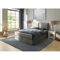 Home affaire Boxspringbett "Lysann", grau (hellgrau), B:167cm L:215cm, Komplettbetten, Boxspringbett, 5fach verstellbares Kopfteil, in 4 Breiten, 3 Matratzenarten