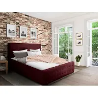 Home affaire Polsterbett "Vaine", rot (bordeaux), B:211cm H:96cm L:245cm, Samtoptik (100% Polyester), Betten, Polsterbett, in 5 Breiten, auch in Länge 220 cm, incl. Roll-Lattenrost