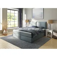 Home affaire Boxspringbett "Lysann", blau (petrol), B:187cm L:215cm, Komplettbetten, Boxspringbett, 5fach verstellbares Kopfteil, in 4 Breiten, 3 Matratzenarten