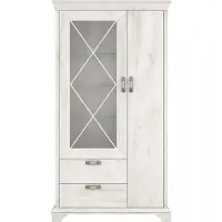 Forte Vitrine "Kashmir", weiß (pinia weiß), B:113cm H:210,3cm T:48,2cm, Dekorfolie, FSC-zertifizierter Holzwerkstoff, Floatglas, Metall, Schränke, Vitrine, Breite 113 cm