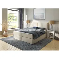 Home affaire Boxspringbett "Lysann", beige, B:187cm L:215cm, Komplettbetten, Boxspringbett, 5fach verstellbares Kopfteil, in 4 Breiten, 3 Matratzenarten