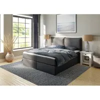 Home affaire Boxspringbett "Lysann", grau (anthrazit), B:187cm L:215cm, Komplettbetten, Boxspringbett, 5fach verstellbares Kopfteil, in 4 Breiten, 3 Matratzenarten
