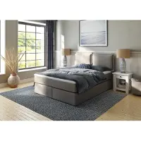 Home affaire Boxspringbett "Lysann", grau (hellgrau), B:167cm L:215cm, Komplettbetten, Boxspringbett, 5fach verstellbares Kopfteil, in 4 Breiten, 3 Matratzenarten