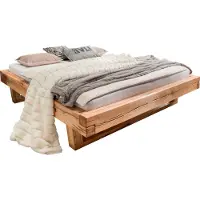 Otto Home Massivholzbett "Ultima, hohe Belastbarkeit, Futonbett ohne Kopfteil", beige (natur), B:158cm L:218cm, Betten, Massivholzbett, aus Eiche oder Fichte, FSC-zertifiziert, in vielen Breiten