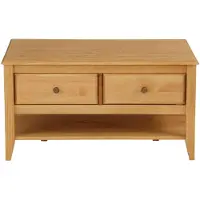 Otto Home Couchtisch "Leonis", beige (natur, natur), B:89cm H:52cm T:60cm, Tische, Couchtisch, Breite 89 cm, mit Schubladen und Ablageboden, massiver Kiefer, FSC
