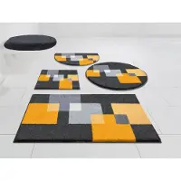 Grund Badematte "Paxos" Gr. 7, gelb (gelb, grau), H:20mm, Polyacryl, Badematten, Badematte, geometrisches Design, modern, flauschig, softer Flor, Made in Europe