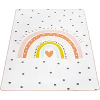 Paco Home Kinderteppich "Chicos 552", rechteckig, 2 mm Höhe, Flachgewebe, niedlich, Kinder Design, Motiv Regenbogen, Pastell-Farben